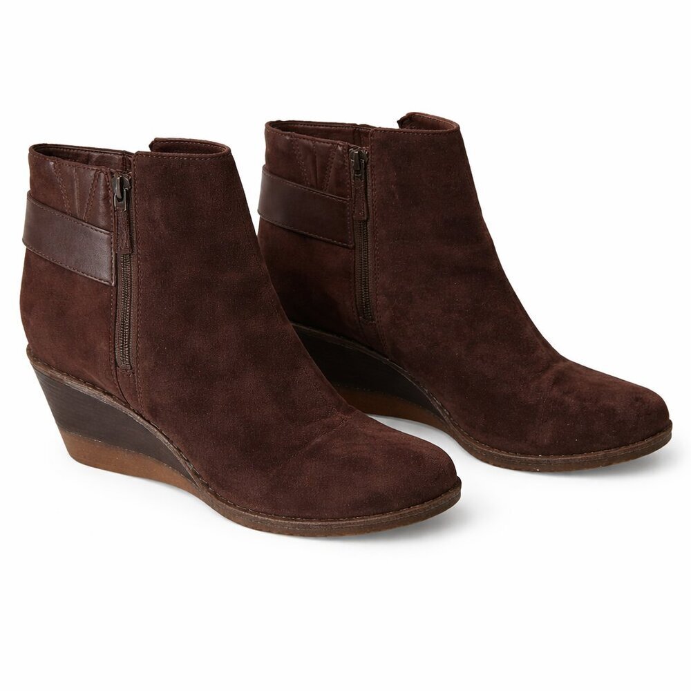Cole Haan NikeAir Suede & Leather Wedge Booties – US 9.5 B | Sport Chic Casual